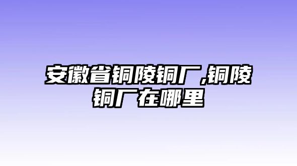 安徽省銅陵銅廠,銅陵銅廠在哪里