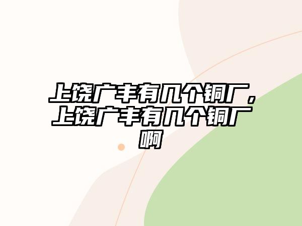 上饒廣豐有幾個銅廠,上饒廣豐有幾個銅廠啊