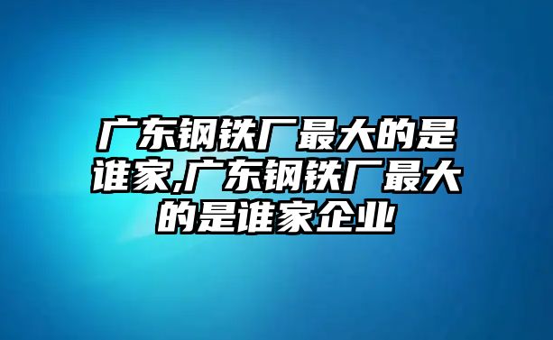 廣東鋼鐵廠最大的是誰家,廣東鋼鐵廠最大的是誰家企業(yè)