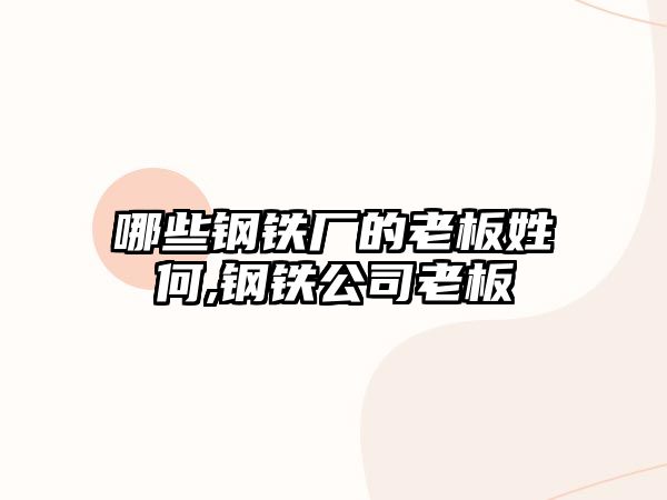 哪些鋼鐵廠的老板姓何,鋼鐵公司老板